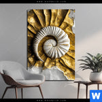 Aluminiumbild Gebürstet Goldene Muschel Kunst Hochformat Produktvorschau mit dem Bild Goldene Muschel-Kunst im Format Hochformat.