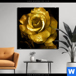 Aluminiumbild Gebürstet Goldene Rose Quadrat Produktvorschau mit dem Bild Goldene Rose im Format Quadrat.