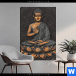Aluminiumbild Gebürstet Goldener Buddha Hochformat Produktvorschau mit dem Bild Goldener Buddha im Format Hochformat.