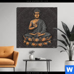 Aluminiumbild Gebürstet Goldener Buddha Quadrat Produktvorschau mit dem Bild Goldener Buddha im Format Quadrat.