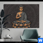 Aluminiumbild Gebürstet Goldener Buddha Querformat Produktvorschau mit dem Bild Goldener Buddha im Format Querformat.