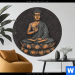 Aluminiumbild Gebürstet Goldener Buddha Rund Produktvorschau mit dem Bild Goldener Buddha im Format Rund.