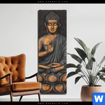 Aluminiumbild Gebürstet Goldener Buddha Schmal Produktvorschau mit dem Bild Goldener Buddha im Format Schmal.