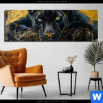 Aluminiumbild Gebürstet Goldener Panther Panorama Produktvorschau mit dem Bild Goldener Panther im Format Panorama.