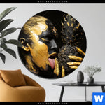 Aluminiumbild Gebürstet Goldenes Ananasmaedchen No 2 Rund Produktvorschau mit dem Bild Goldenes Ananasmädchen No.2 im Format Rund.