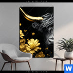 Aluminiumbild Gebürstet Goldenes Hochlandrind Hochformat Produktvorschau mit dem Bild Goldenes Hochlandrind im Format Hochformat.