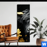 Aluminiumbild Gebürstet Goldenes Hochlandrind Schmal Produktvorschau mit dem Bild Goldenes Hochlandrind im Format Schmal.