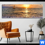 Aluminiumbild Gebürstet Goldenes Licht Am Meer Panorama Produktvorschau mit dem Bild Goldenes Licht am Meer im Format Panorama.