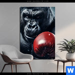Aluminiumbild Gebürstet Gorilla Mit Roten Boxhandschuhen Hochformat Produktvorschau mit dem Bild Gorilla mit roten Boxhandschuhen im Format Hochformat.