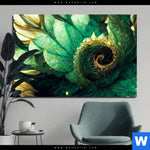 Aluminiumbild Gebürstet Gruene Spiralblaetter Querformat Produktvorschau mit dem Bild Grüne Spiralblätter im Format Querformat.