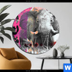 Aluminiumbild Gebürstet Grunge Elefant Rund Produktvorschau mit dem Bild Grunge Elefant im Format Rund.