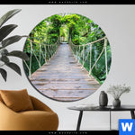 Aluminiumbild Gebürstet Haengebruecke Im Dschungel Rund Produktvorschau mit dem Bild Hängebrücke im Dschungel im Format Rund.