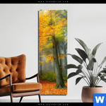 Aluminiumbild Gebürstet Herbstfarben Im Nebligen Wald Schmal Produktvorschau mit dem Bild Herbstfarben im nebligen Wald im Format Schmal.