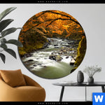 Aluminiumbild Gebürstet Herbstlandschaft Am Fluss Rund Produktvorschau mit dem Bild Herbstlandschaft am Fluss im Format Rund.