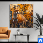 Aluminiumbild Gebürstet Herbstzeit Mit Rotfuchs Quadrat Produktvorschau mit dem Bild Herbstzeit mit Rotfuchs im Format Quadrat.