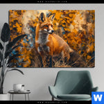 Aluminiumbild Gebürstet Herbstzeit Mit Rotfuchs Querformat Produktvorschau mit dem Bild Herbstzeit mit Rotfuchs im Format Querformat.