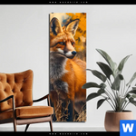 Aluminiumbild Gebürstet Herbstzeit Mit Rotfuchs Schmal Produktvorschau mit dem Bild Herbstzeit mit Rotfuchs im Format Schmal.