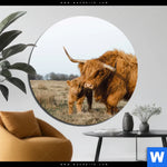 Aluminiumbild Gebürstet Highlander Familie Rund Produktvorschau mit dem Bild Highlander Familie im Format Rund.