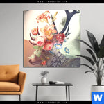 Aluminiumbild Gebürstet Hirsch Blumen Quadrat Produktvorschau mit dem Bild Hirsch & Blumen im Format Quadrat.