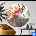 Aluminiumbild Gebürstet Hirsch Blumen Rund Produktvorschau mit dem Bild Hirsch & Blumen im Format Rund.