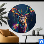 Aluminiumbild Gebürstet Hirsch Im Leuchtenden Farbmix Rund Produktvorschau mit dem Bild Hirsch im leuchtenden Farbmix im Format Rund.