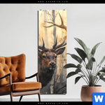 Aluminiumbild Gebürstet Hirsch Im Morgenlicht Schmal Produktvorschau mit dem Bild Hirsch im Morgenlicht im Format Schmal.