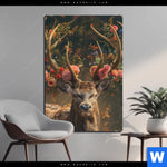 Aluminiumbild Gebürstet Hirsch Mit Floralem Geweih Hochformat Produktvorschau mit dem Bild Hirsch mit floralem Geweih im Format Hochformat.