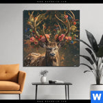 Aluminiumbild Gebürstet Hirsch Mit Floralem Geweih Quadrat Produktvorschau mit dem Bild Hirsch mit floralem Geweih im Format Quadrat.