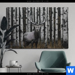 Aluminiumbild Gebürstet Hirschportraet Vor Birken Querformat Produktvorschau mit dem Bild Hirschporträt vor Birken im Format Querformat.