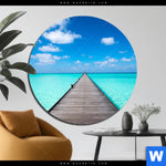 Aluminiumbild Gebürstet Hoelzernes Pier Rund Produktvorschau mit dem Bild Hölzernes Pier im Format Rund.