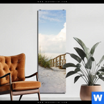 Aluminiumbild Gebürstet Holzsteg Duenen Schmal Produktvorschau mit dem Bild Holzsteg & Dünen im Format Schmal.