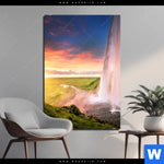 Aluminiumbild Gebürstet Islaendischer Wasserfall Hochformat Produktvorschau mit dem Bild Isländischer Wasserfall im Format Hochformat.