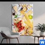 Aluminiumbild Gebürstet Italienische Pasta Vielfalt Hochformat Produktvorschau mit dem Bild Italienische Pasta Vielfalt im Format Hochformat.