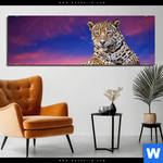 Aluminiumbild Gebürstet Jaguar Auf Felsen Panorama Produktvorschau mit dem Bild Jaguar auf Felsen im Format Panorama.