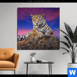 Aluminiumbild Gebürstet Jaguar Auf Felsen Quadrat Produktvorschau mit dem Bild Jaguar auf Felsen im Format Quadrat.