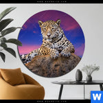 Aluminiumbild Gebürstet Jaguar Auf Felsen Rund Produktvorschau mit dem Bild Jaguar auf Felsen im Format Rund.