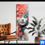 Aluminiumbild Gebürstet Jolanda Frau Mit Blumen Im Haar Schmal Produktvorschau mit dem Bild Jolanda - Frau mit Blumen im Haar im Format Schmal.