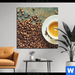 Aluminiumbild Gebürstet Kaffee Genuss Quadrat Produktvorschau mit dem Bild Kaffee-Genuss im Format Quadrat.