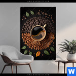 Aluminiumbild Gebürstet Kaffee Mit Blattdekoration Hochformat Produktvorschau mit dem Bild Kaffee mit Blattdekoration im Format Hochformat.