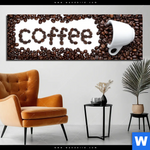 Aluminiumbild Gebürstet Kaffeegenuss Aus Besten Bohnen Panorama Produktvorschau mit dem Bild Kaffeegenuss aus besten Bohnen im Format Panorama.