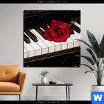 Aluminiumbild Gebürstet Klavier Rose Quadrat Produktvorschau mit dem Bild Klavier & Rose im Format Quadrat.