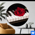 Aluminiumbild Gebürstet Klavier Rose Rund Produktvorschau mit dem Bild Klavier & Rose im Format Rund.