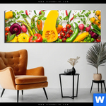 Aluminiumbild Gebürstet Knackiges Frisches Gemuese Panorama Produktvorschau mit dem Bild Knackiges frisches Gemüse im Format Panorama.