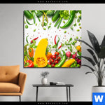 Aluminiumbild Gebürstet Knackiges Frisches Gemuese Quadrat Produktvorschau mit dem Bild Knackiges frisches Gemüse im Format Quadrat.
