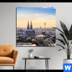 Aluminiumbild Gebürstet Koelner Skyline Quadrat Produktvorschau mit dem Bild Kölner Skyline im Format Quadrat.
