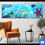 Aluminiumbild Gebürstet Korallenriff Im Ozean Panorama Produktvorschau mit dem Bild Korallenriff im Ozean im Format Panorama.
