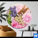 Aluminiumbild Gebürstet Kraeuter Blumen Rund Produktvorschau mit dem Bild Kräuter & Blumen im Format Rund.