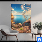 Aluminiumbild Gebürstet Kuestenlandschaft Mit Altem Baum Hochformat Produktvorschau mit dem Bild Küstenlandschaft mit altem Baum im Format Hochformat.