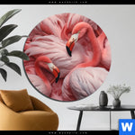 Aluminiumbild Gebürstet Kuschelnde Flamingos Rund Produktvorschau mit dem Bild Kuschelnde Flamingos im Format Rund.