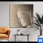 Aluminiumbild Gebürstet Laechelnder Buddha Quadrat Produktvorschau mit dem Bild Lächelnder Buddha im Format Quadrat.